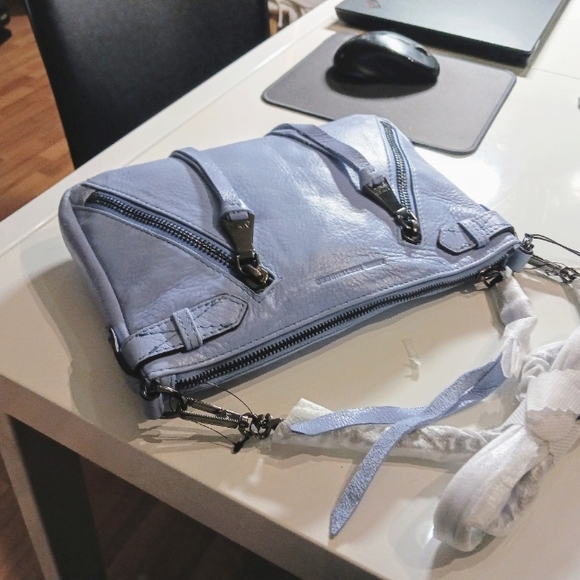 AIMEE KESTENBERG Muse City Slicker Leather Crossbody Bag Periwinkle blue - Picture 2 of 11